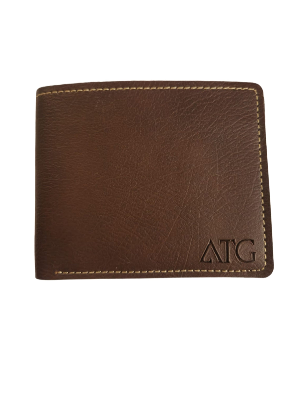 ATG MEN Leather Two Fold Wallet | Brown