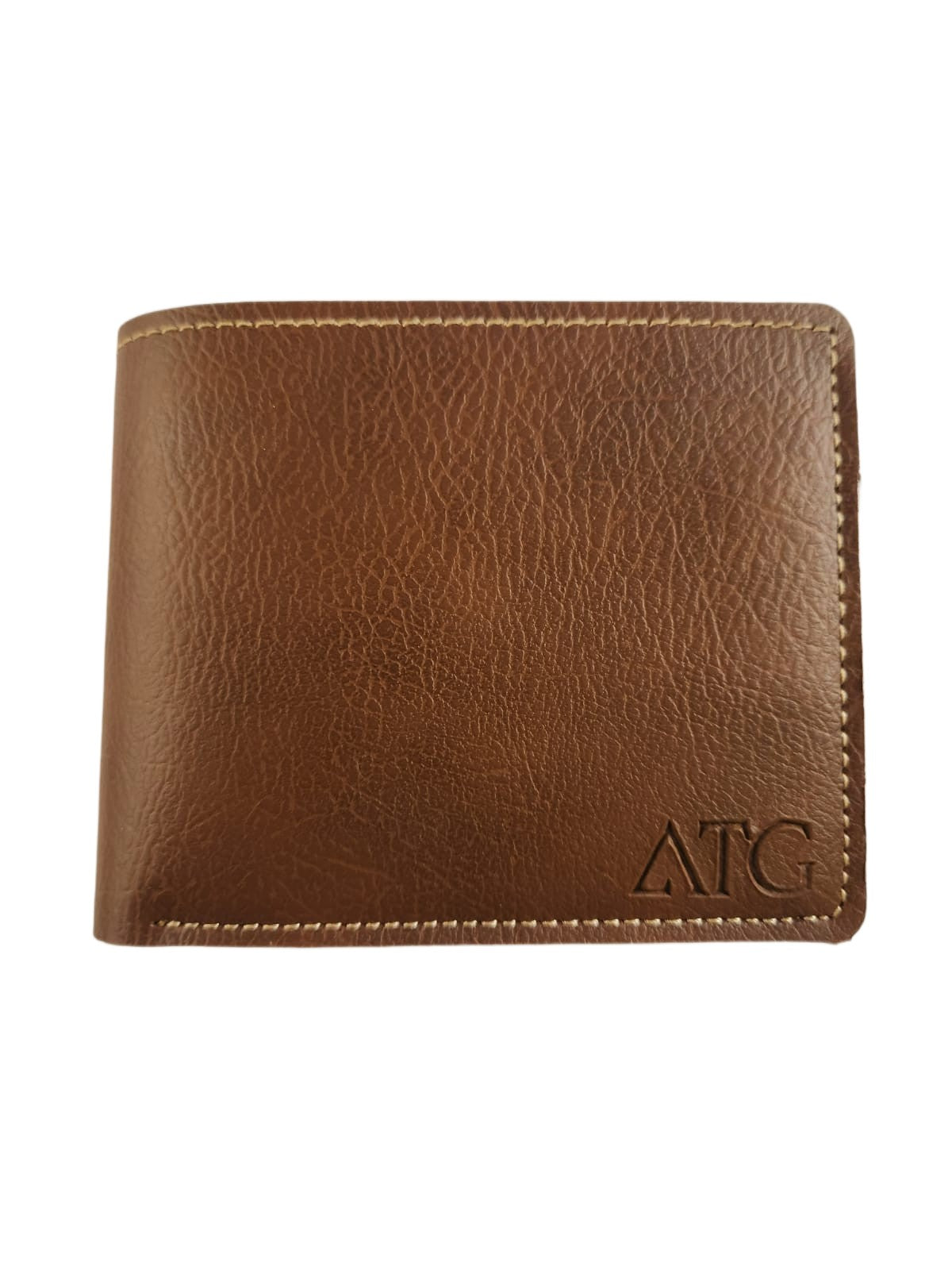 ATG MEN Leather Two Fold Wallet | Tan